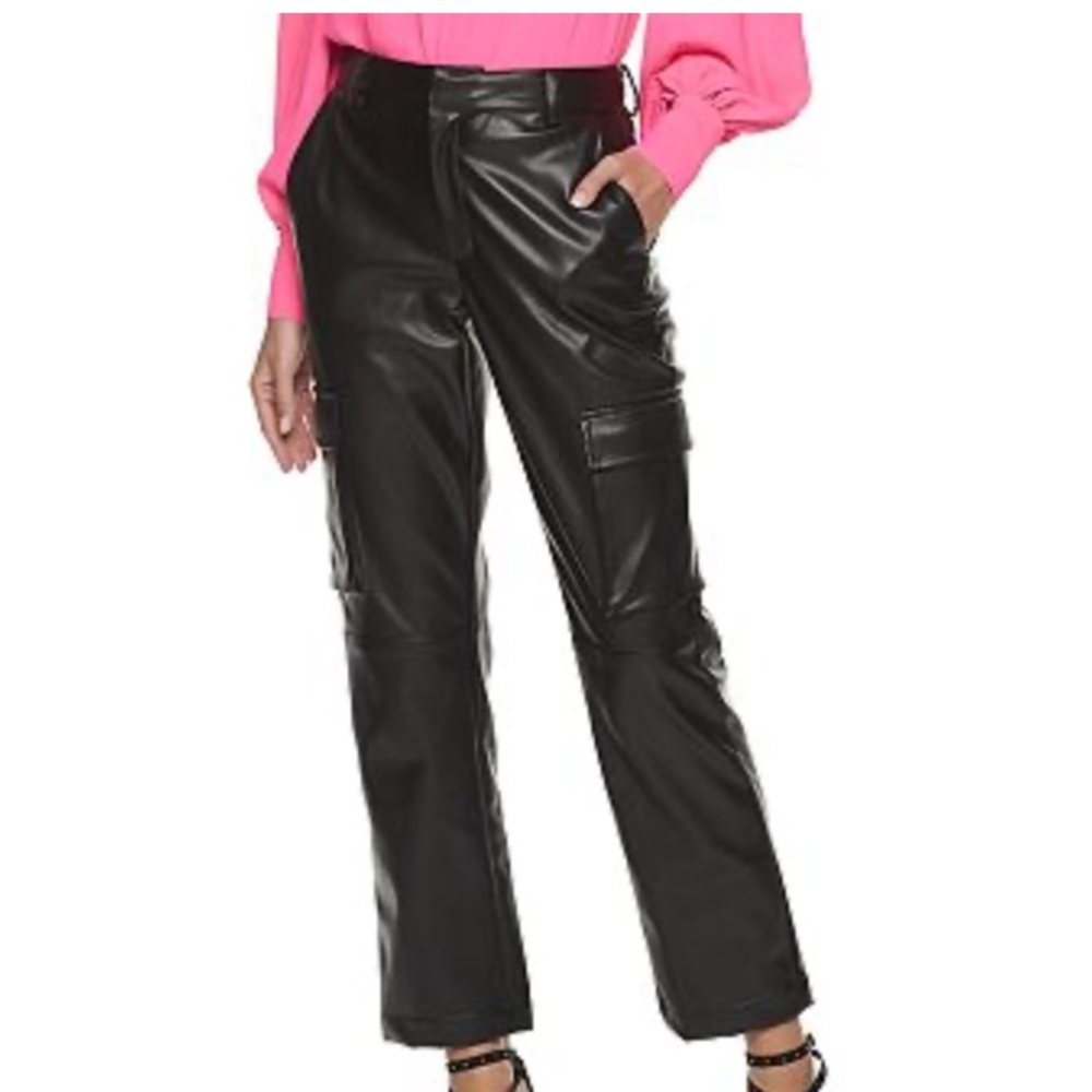 Faux Leather Cargo Pants